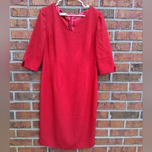 Maggy London Red 3/4 Sleeve Sheath Dress - Size 14